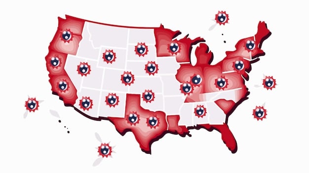 A map of the United States showing the spread of White-Nose Syndrome across different states, with some states marked as 