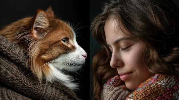 A side-by-side comparison of a standard domestic cat and a rare breed, highlighting distinctive features using annotation arrows. The focus is on showcasing unique characteristics like ear shape, tail length, and fur texture.