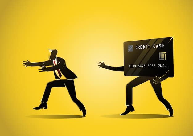 An illustration showing a person trapped inside a credit card, struggling to break free. The scene is dark and suffocating, symbolizing the feeling of being overwhelmed by debt.
