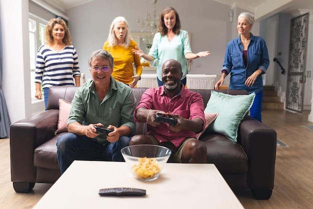 A diverse group of people are depicted watching television together, from families to individuals. They are seated in their living rooms, completely engrossed in the shows on their TV screens, signifying the broad appeal and cultural prevalence of television.