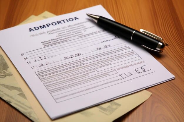 A close-up picture of a contract, visibly stamped with 