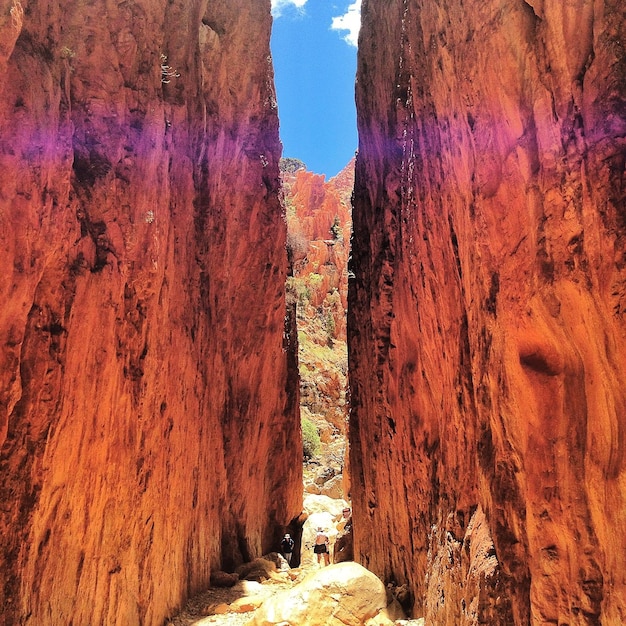 Close-up view of the layered rock formations within the Grand Canyon, showcasing the different colors and textures of the various rock layers and the length mentioned in Did You Know? The Grand Canyon Is Over 277 Miles Long!.
