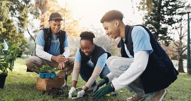 A diverse group of young volunteers working together on a community project in a rural village in South America. They are building a small schoolhouse using local materials. The image conveys teamwork, cultural exchange, and the impact of volunteer work.