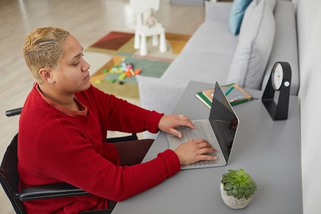 A student with visual impairments using assistive technology to access an online course on a tablet. The image highlights the importance of accessibility in The Future of Education: Exploring Online Learning Platforms and Their Impact on Higher Education, showcasing inclusivity through adaptive learning tools.