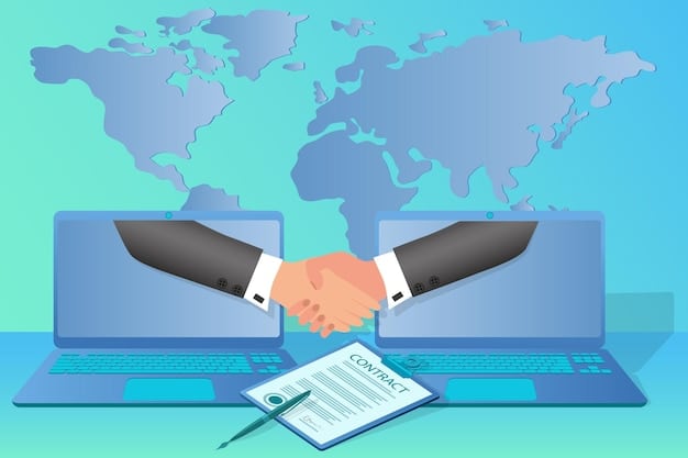 A handshake between a business professional and a customs broker, symbolizing partnership and trust in navigating complex trade regulations, with a subtle background of documents and computers.