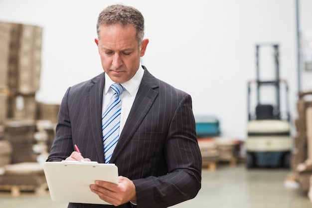 A customs broker reviewing import documents, emphasizing their role as a key player in compliance processes. This visual aids in understanding how they contribute to Minimize Risk: Understanding and Avoiding Common US Customs Penalties and Fines.