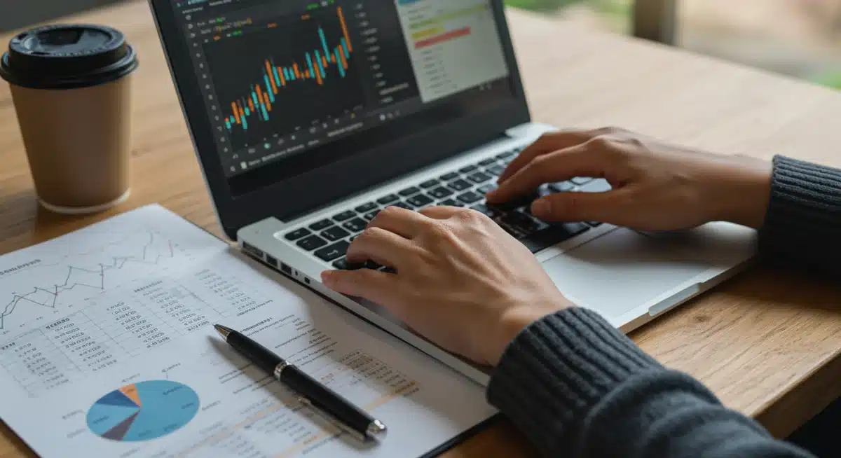 Person budgeting student loan payments on a laptop.