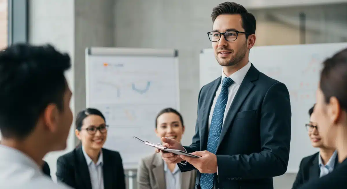 Professional presenting project after career change through adult education.