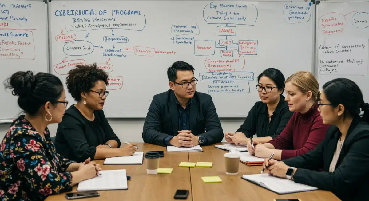 Educators and industry leaders collaborating on cybersecurity curriculum development and training programs