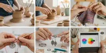 Diverse creative hobbies and DIY trends collage