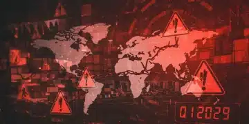 Flash Report: Critical Supply Chain Disruptions Q1 2025 US Global supply chain network with broken links and warning signs for Q1 2025 US sectors