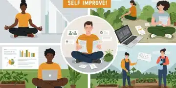 Personal Growth in 2025: 4 Self-Improvement Areas Americans Prioritize Diverse individuals pursuing personal growth in 2025, focusing on mental, financial, skill, and community aspects.