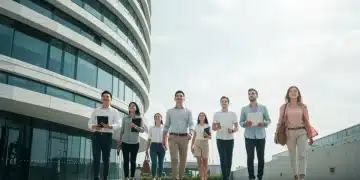 The New Work-Life Balance: 4-Day Workweeks Reshape US Lifestyles Professionals leaving office, symbolizing 4-day workweek benefits