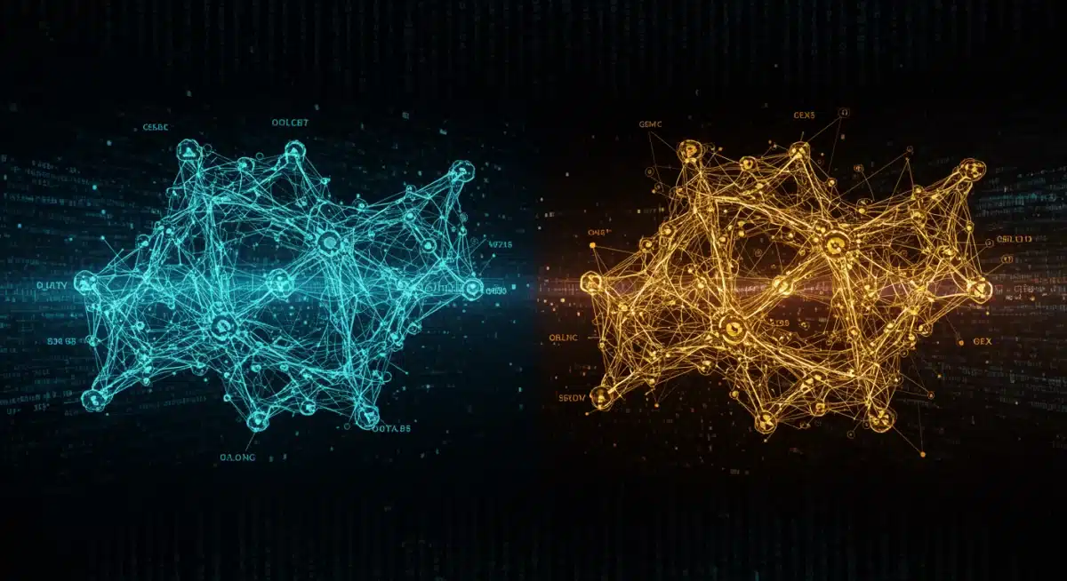 Visual representation of two distinct quantum-resistant cryptographic algorithms being compared.