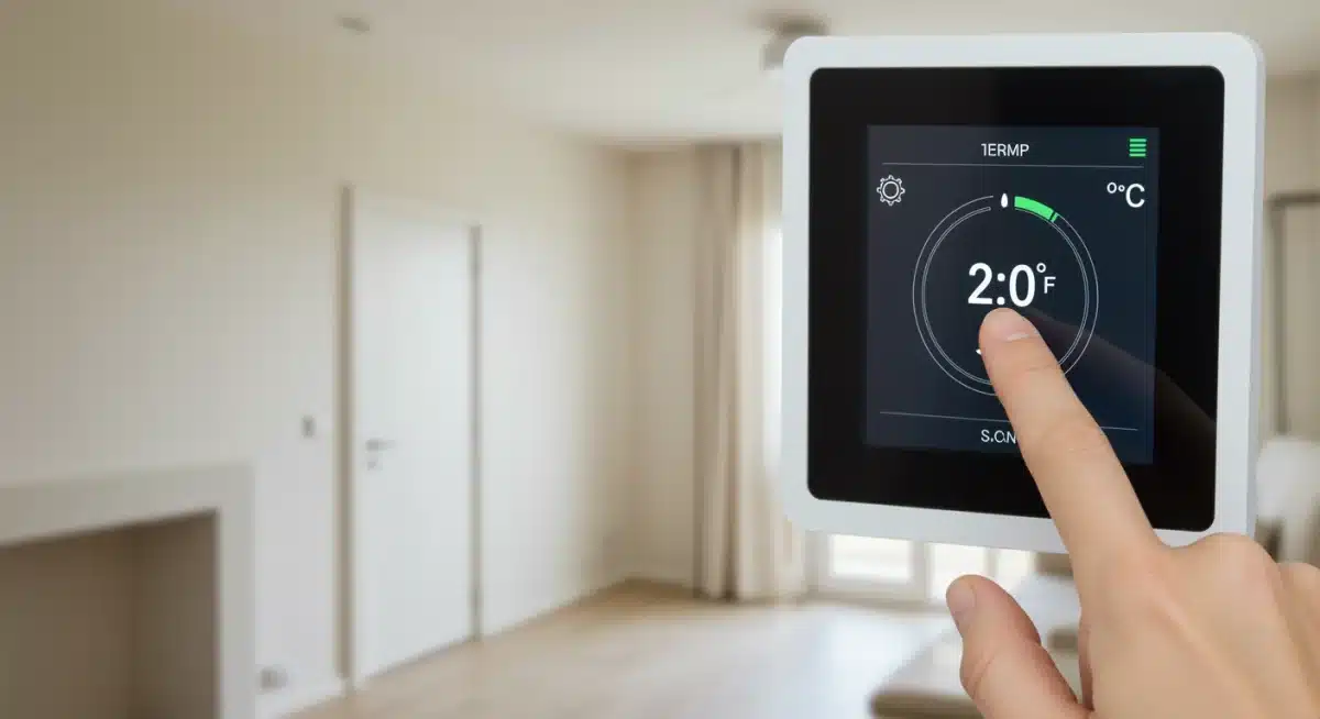 Smart thermostat displaying energy usage data