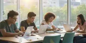 College students studying diligently, symbolizing the pursuit of education and financial planning for tax credits.