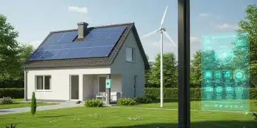 Sustainable Living 2025: 7 Green Innovations Cut Household Costs 15% Eco-friendly home showcasing solar panels and wind turbine for sustainable living
