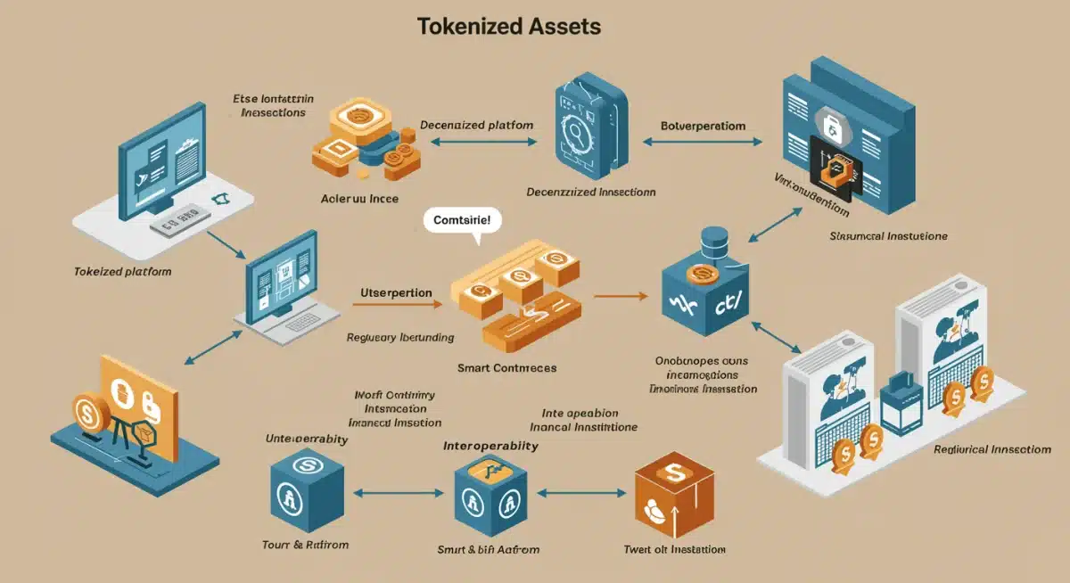 Diagram showing tokenized asset flow between DeFi and traditional banking systems