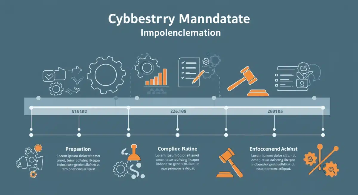 Timeline for federal cybersecurity mandate implementation and compliance stages.