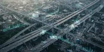 Complex infrastructure network with financial data representing the 2026 Federal Infrastructure Bill's impact.