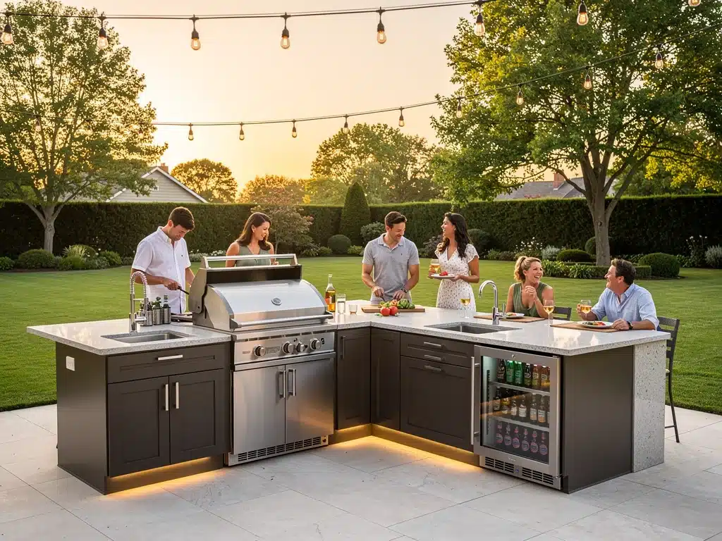 State-of-the-art outdoor kitchen for American backyard entertainment