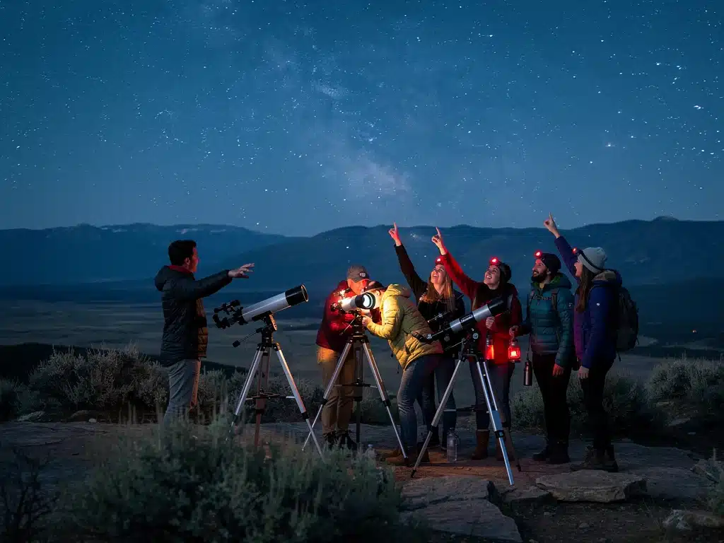 Friends on a guided stargazing tour, an unforgettable experience gift idea for 2026.